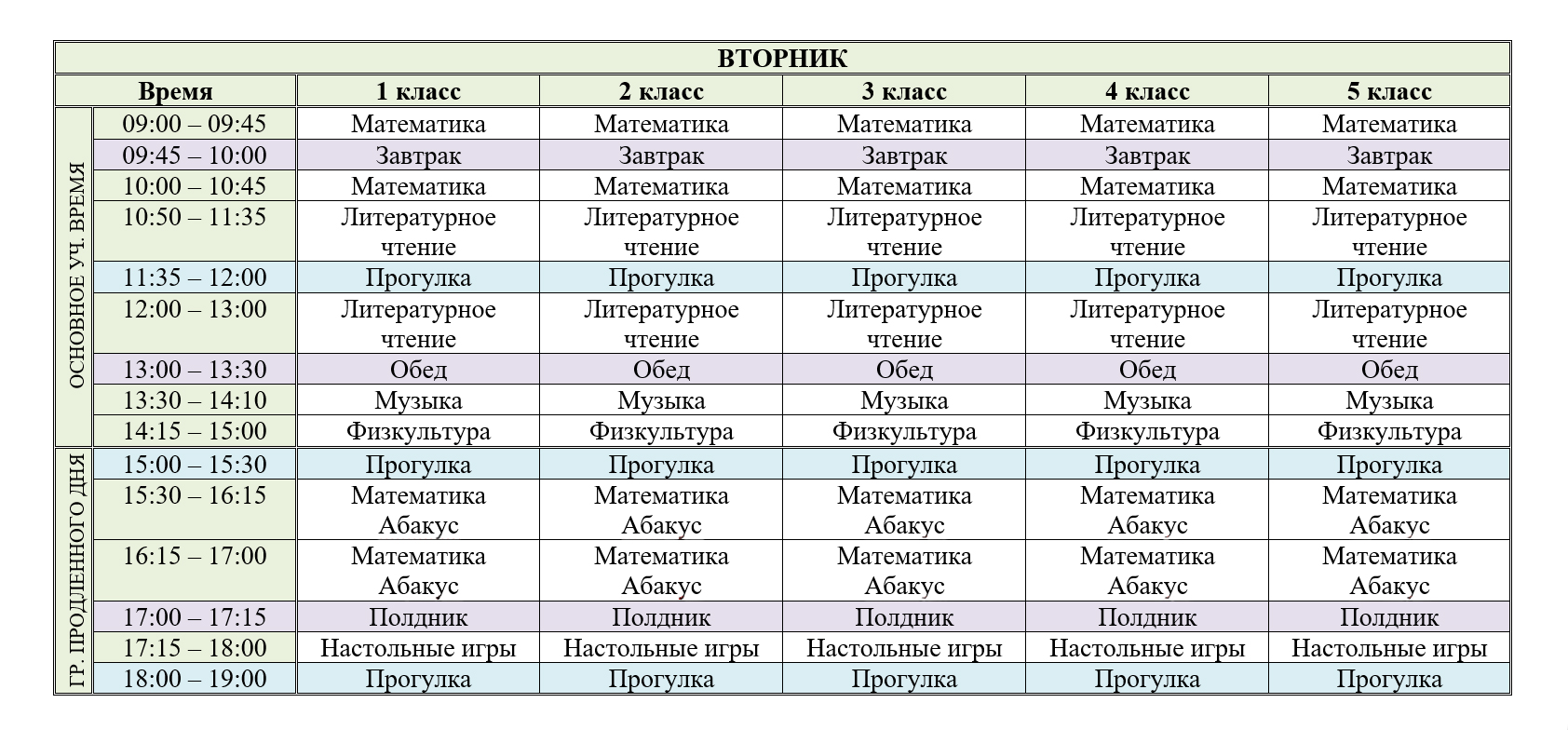 Расписание Центра Магистра на втроник